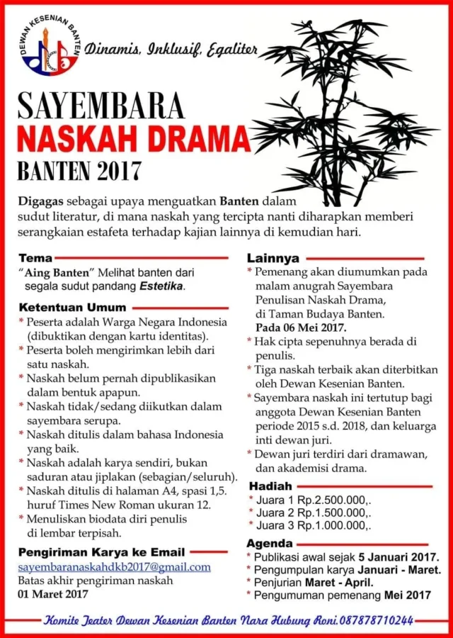 DKB Gelar Sayembara Naskah Drama Banten 2017