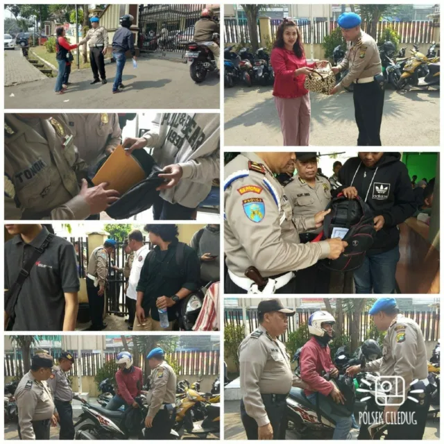 Petugas Lakukan Pemeriksaan Pada Warga Yang Memasuki Mapolsek Ciledug