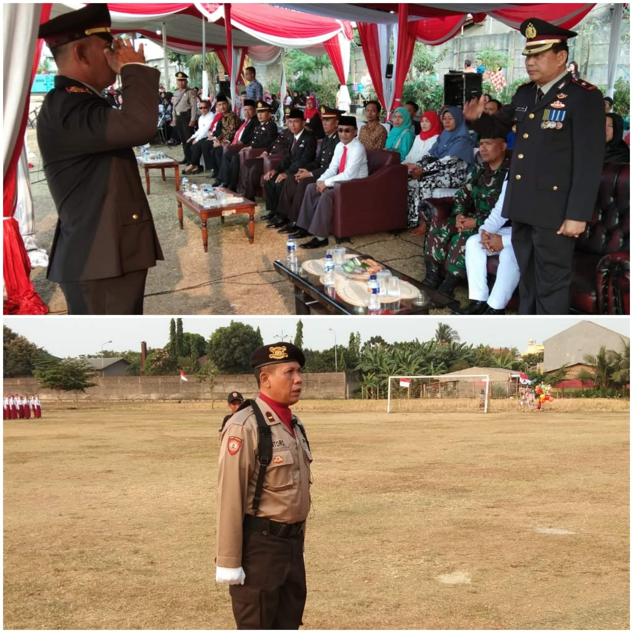 HUT RI Ke 73, Kapolsek Batu Ceper Pimpin Upacara Penurunan Bendara Merah Putih.