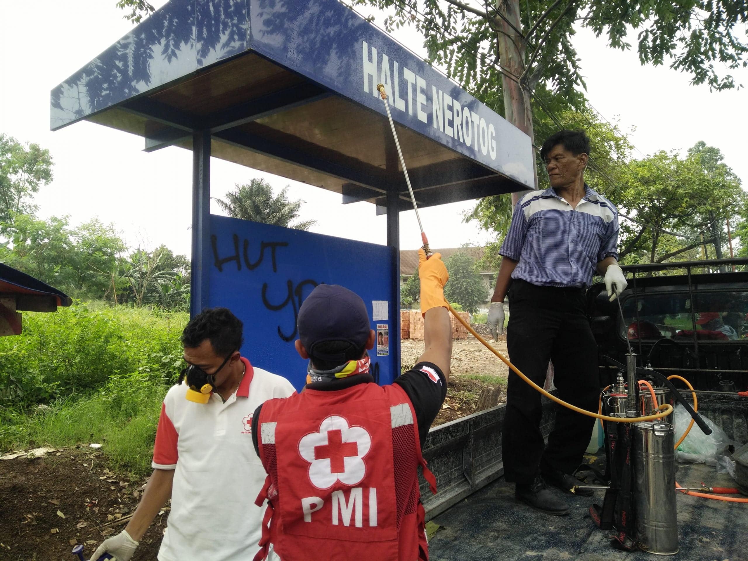 Corona, PMI Pinang Terus Bergerak Polsek, Sekolah dan Halte Disasar