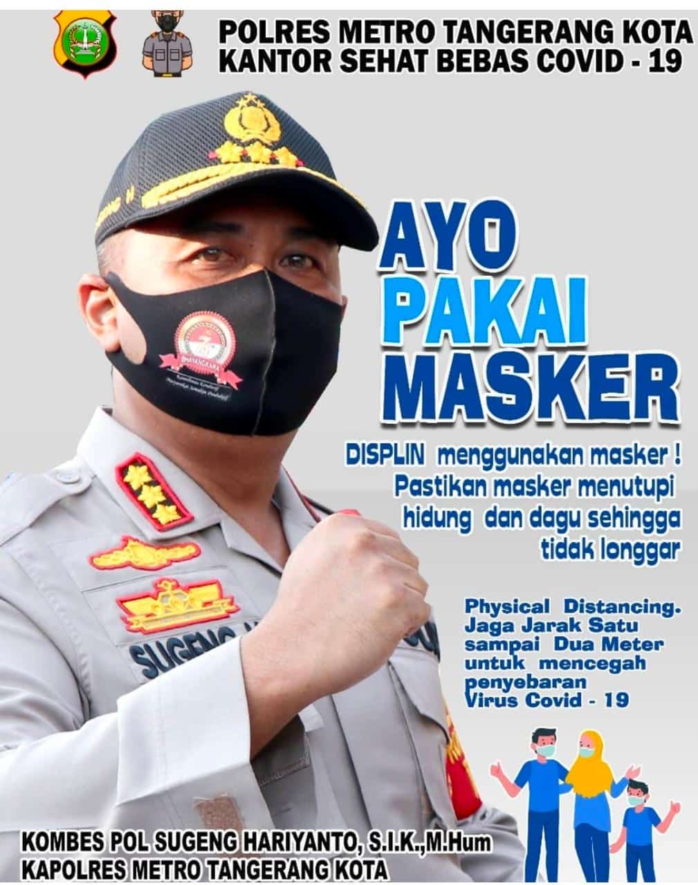 Lewat Spanduk dan Video Tron, Polres Metro Tangerang Kota Ajak Warga Ayo Pakai Masker