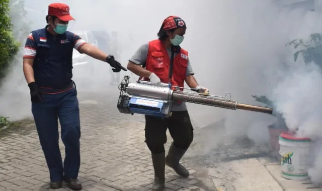 Berantas Aedes Aegypti, PMI Kota Tangerang Fogging Perumahan Warga