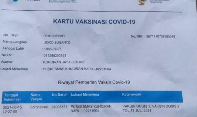 Warga Pinang Kota Tangerang Meninggal Setelah Vaksin Covid ...