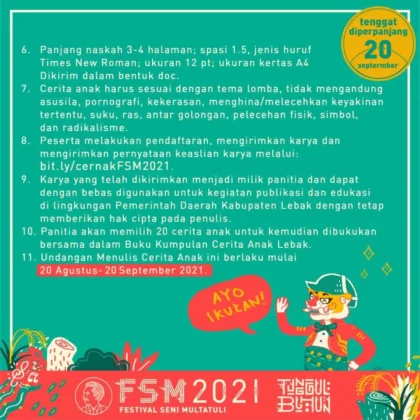 Festival Seni Multatuli 2021 Gelar Lomba Menulis Cerita Anak