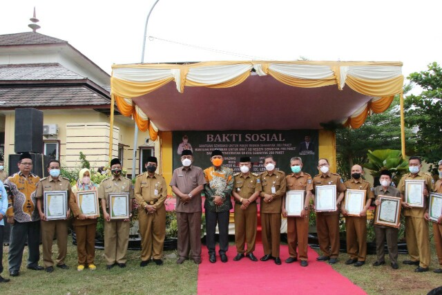 Kegiatan Milad XXI Badan Amil Zakat Nasional Kabupaten Serang Tahun 2021 di Halaman Kantor Kecamatan Lebakwangi, Selasa, 30 November 2021.