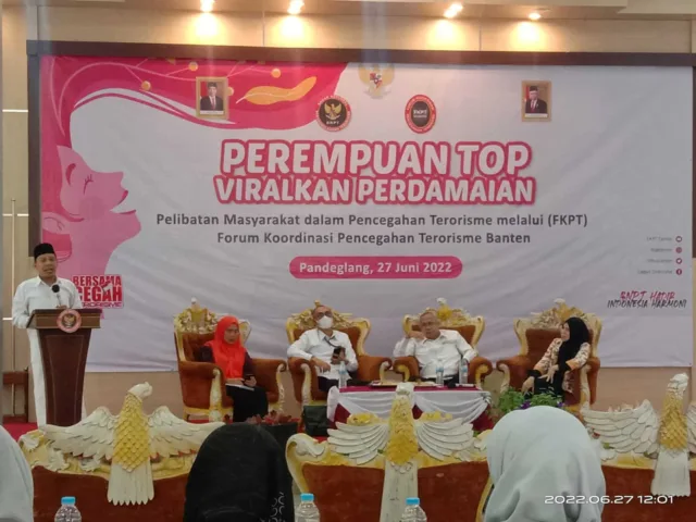 Ketua Forum Koordinasi Pencegahan Terorisme (FKPT) Provinsi Banten gelar acara tolak paham radikalisme di Kabupaten Pandeglang, pada Senin (27/06/2022).