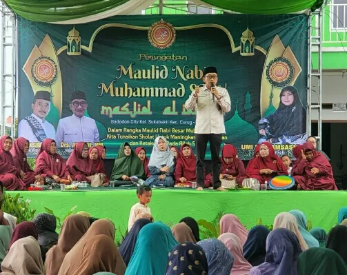 Ahyani Hadiri Peringatan Maulid Nabi Muhammad SAW di Sukabakti, Begini Pesannya