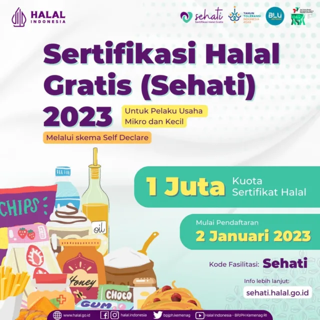 Satu Juta Kuota, Sertifikasi Halal Gratis 2023 Dibuka