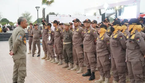 Sebanyak 200 personel Satuan Polisi Pamong Praja (Satpol PP) turun mengamankan. (HUT) Ke-391 Kabupaten Tangerang. Foto. (Istimewa)