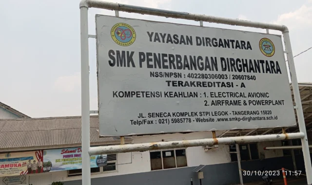 SMK Penerbangan Dirgantara yang berada di Jalan Raya Seneca Komplek PPI Curug, Legok, Kabupaten Tangerang, Foto.(Istimewa)