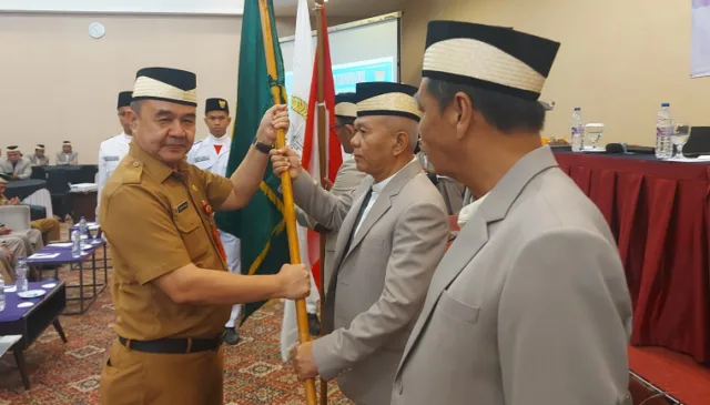 Pelepasan 64 orang tergabung dalam kafilah tersebut berlangsung di Hotel Yasmin, Kecamatan Curug, Kabupaten, Foto. (Istimewa)