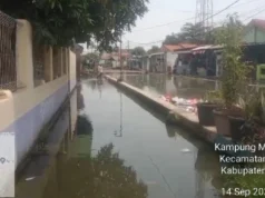 Sungai yang berbatasan antra desa Kampung Melayu barat dan desa pangkalan Kecamatan Teluknaga Kabupaten, Foto. (Istimewa)