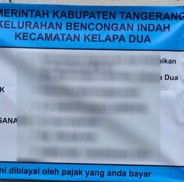 Proyek normalisasi saluran air dan dan perbaikan Jln kecubung rw 01 kelurahan bencongan indah kecamatan kelapa dua kabupaten tangerang, Foto. (Istimewa)