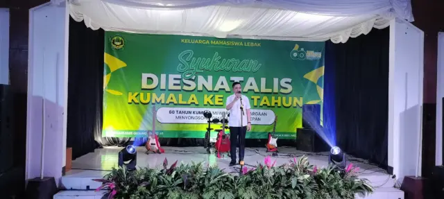 Bupati Lebak Terpilih Mochamad Hasbi Asyidiki Jayabaya diacara Diesnatalis Kumala ke 60 tahun, pada Rabu (05/02/2025).